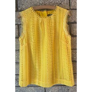 J.Crew sleeveless eyelet yellow lace Top Sz 4